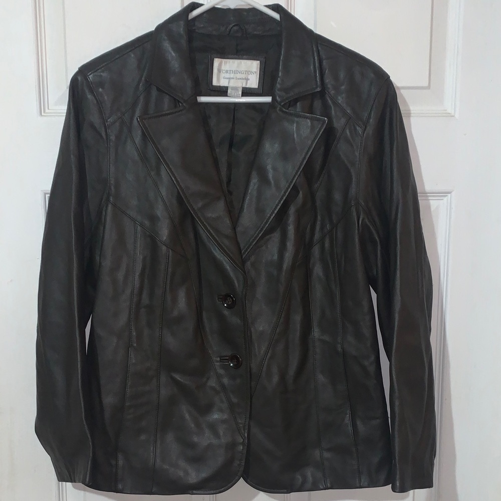 Worthington Dark Brown Lambskin Leather Jacket